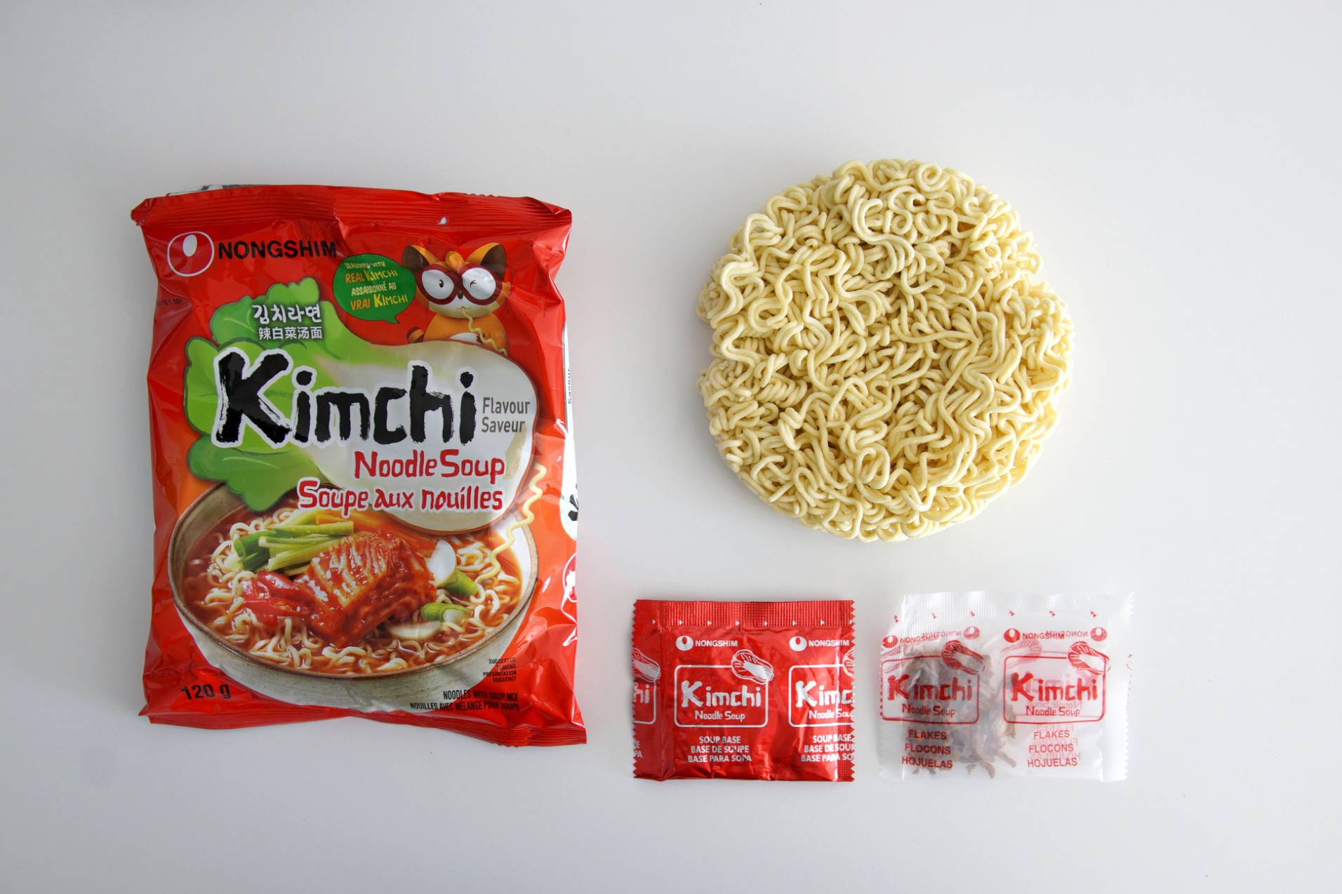 Kimchi Noodle Soup noodles and seasoning packets