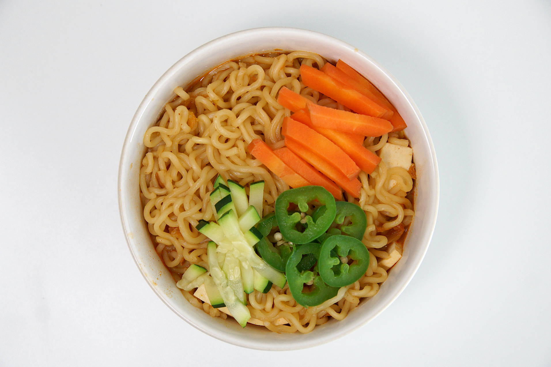Kimchi Noodle Soup with additional vegetables