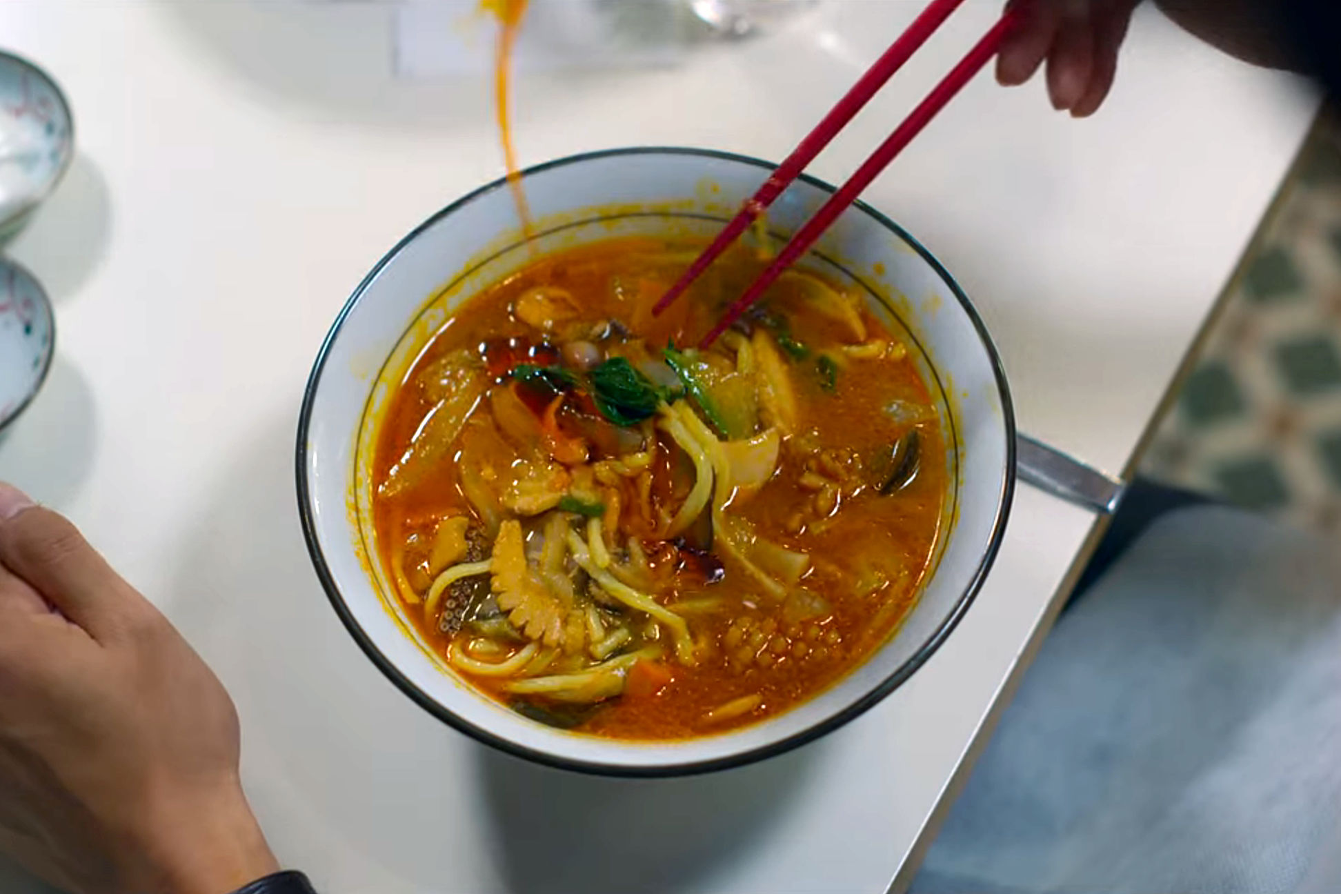 Spicy bowl of seafood noodle soup, seen in the kdrama, Vincenzo